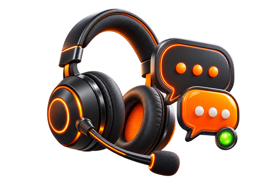 Live customer chat and headset illustration