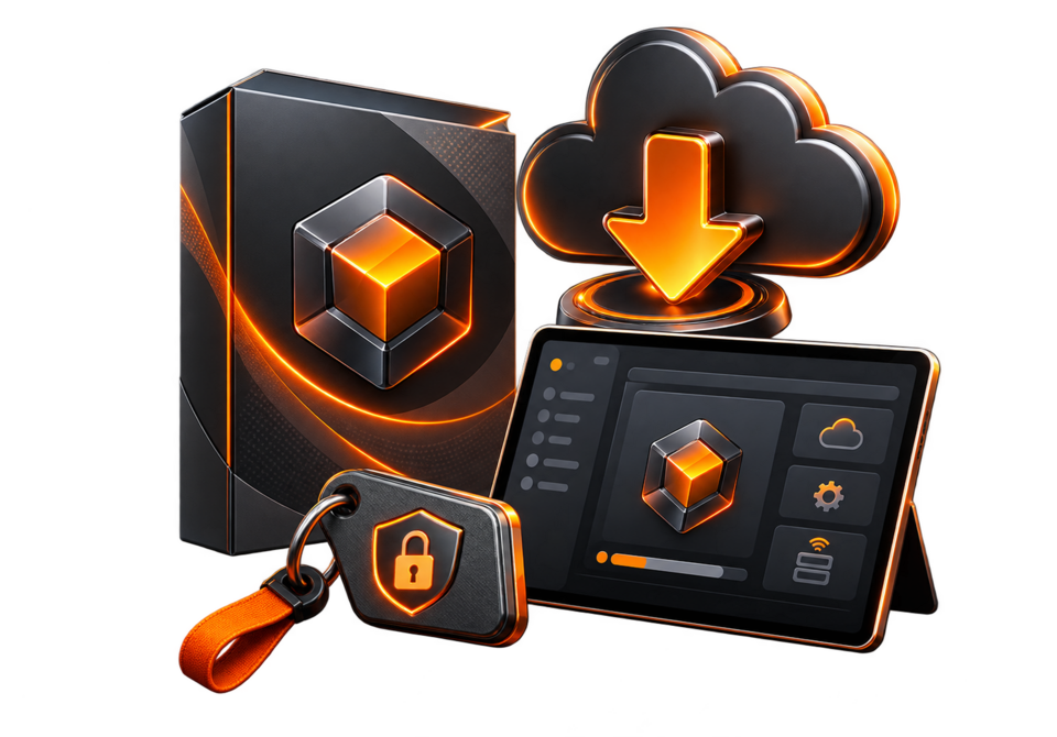 Secure digital product and cloud delivery illustration